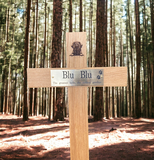 oak cross brass plaque
