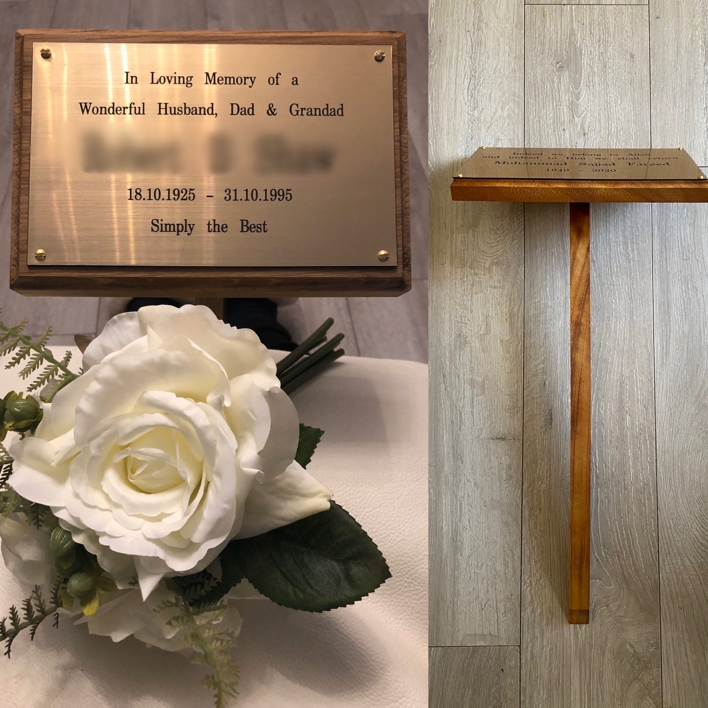 Memorial plaque, Tree Markers, Medium sized, Oak, Iroko, & Mahogany, memorial stake, Personalised Plaque