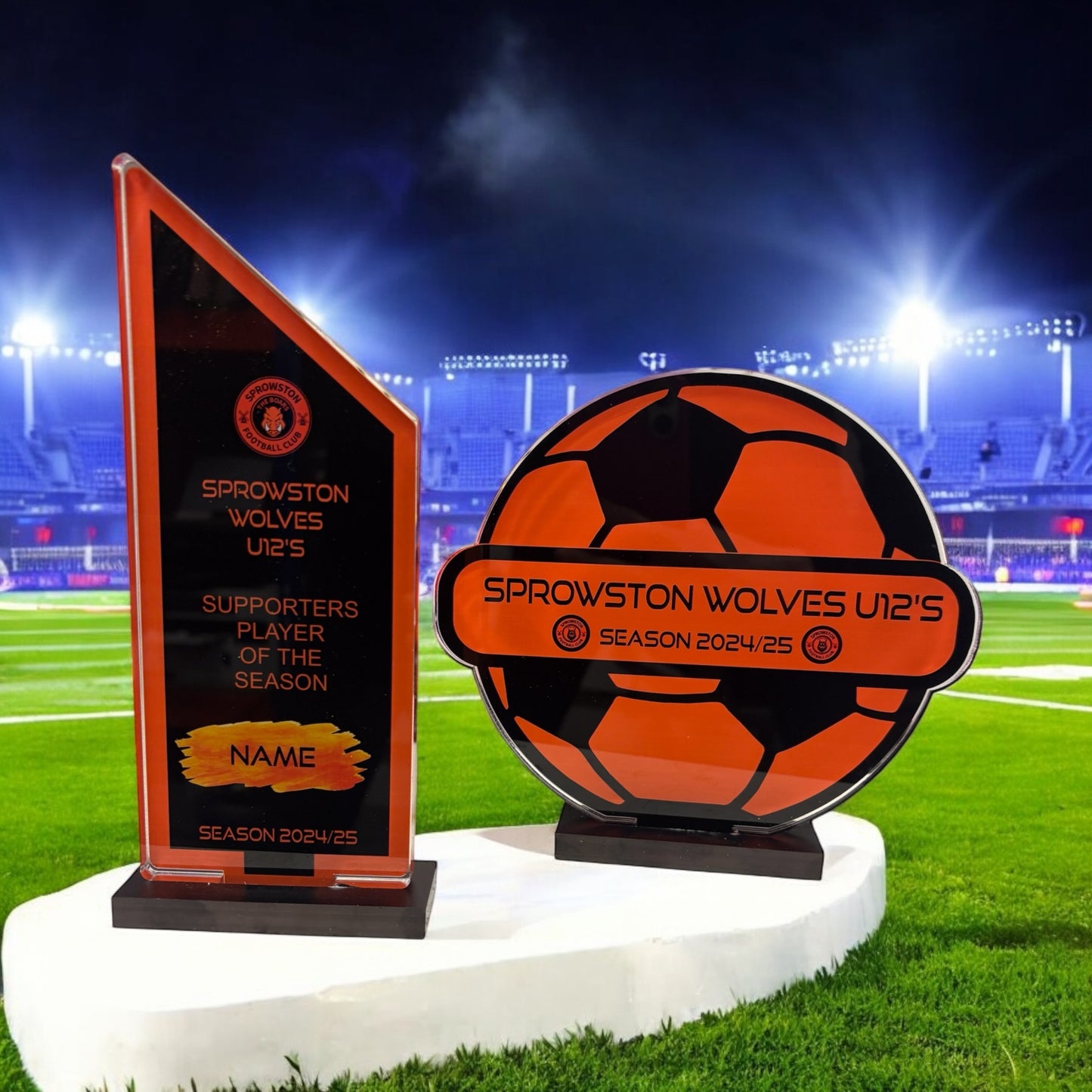 Football trophy, high gloss, personalised trophies