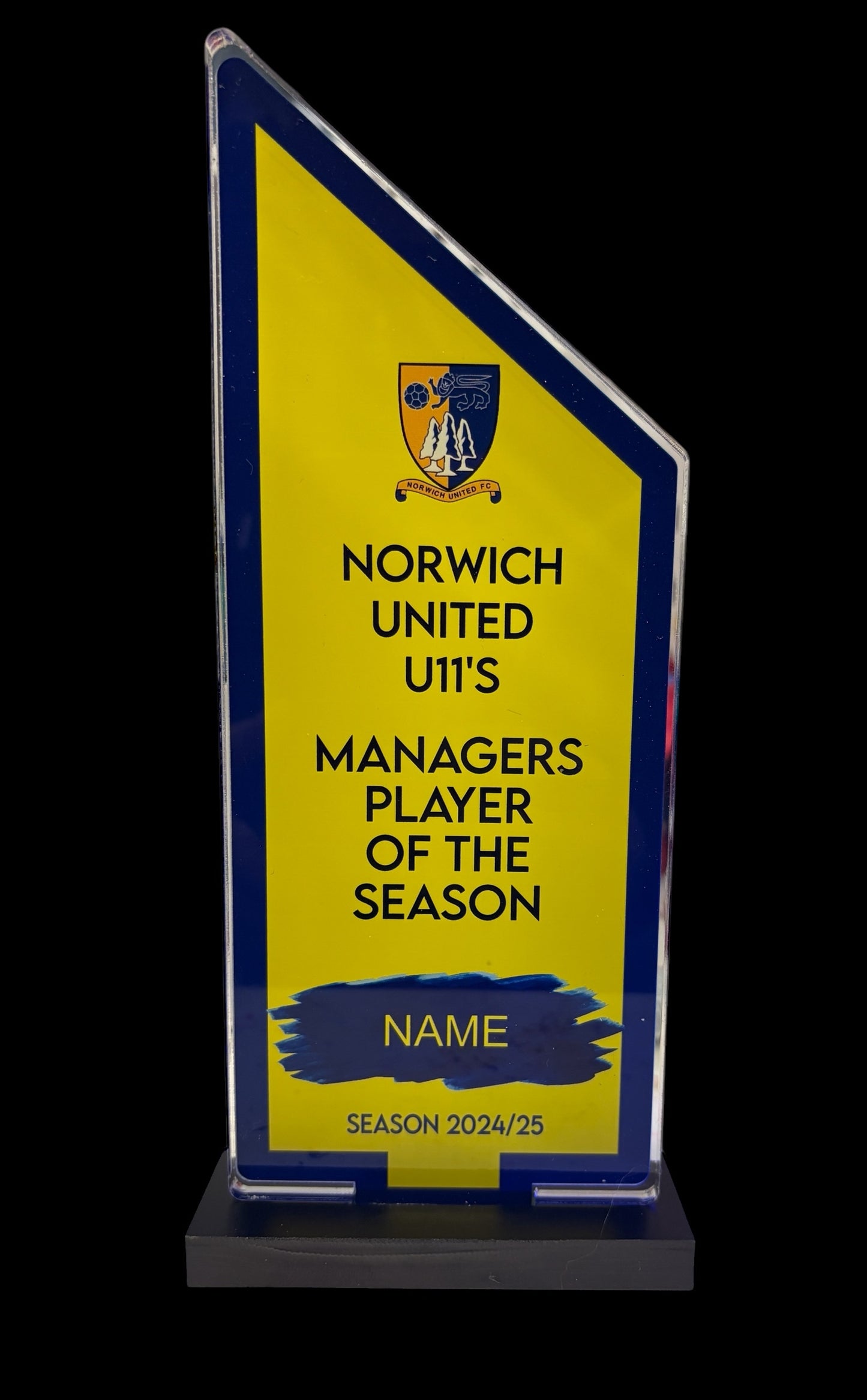 Pointed rectangle trophy, high gloss, personalised trophies