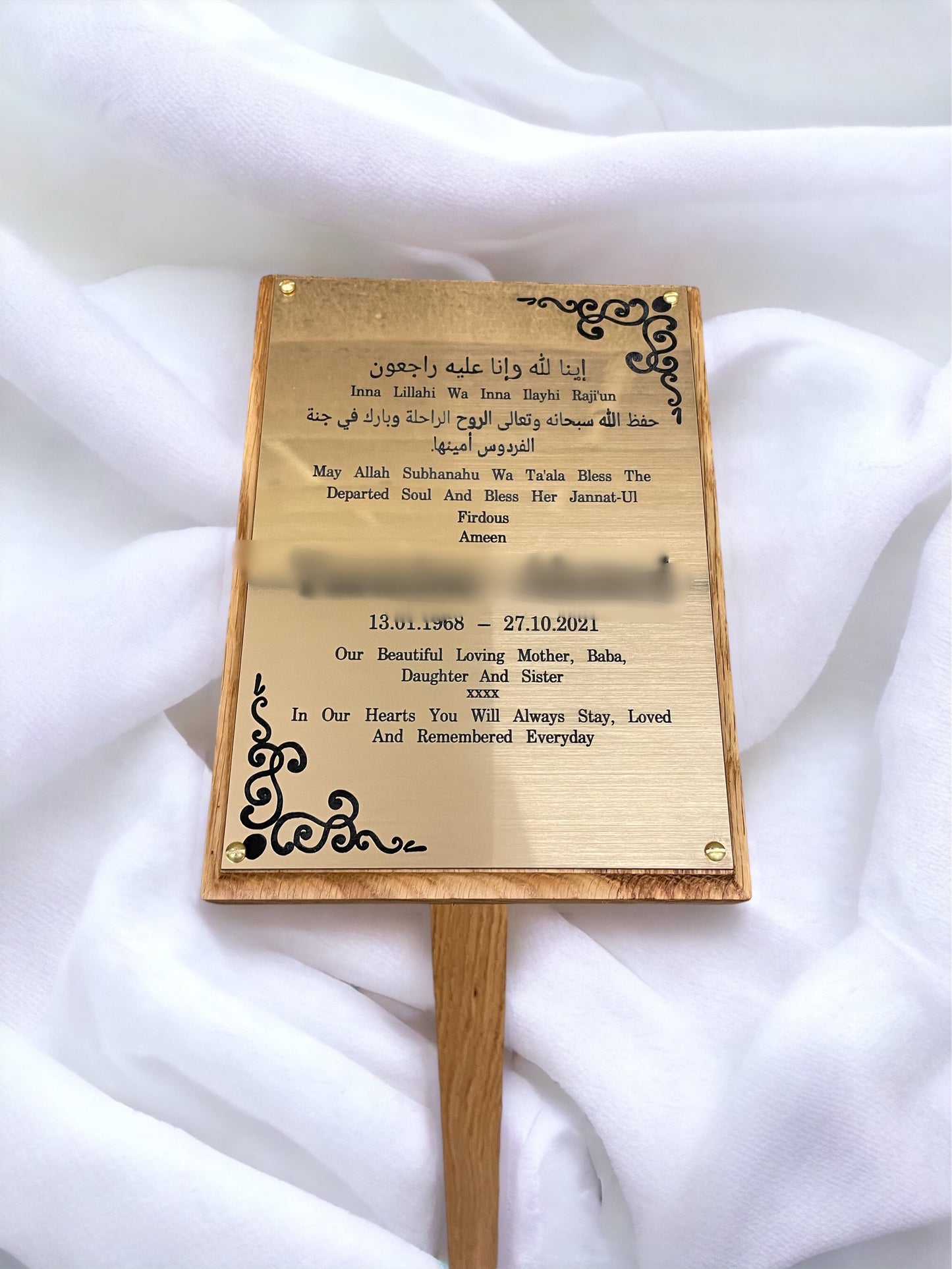 Memorial plaque, Tree Markers, Medium sized, Oak, Iroko, & Mahogany, memorial stake, Personalised Plaque