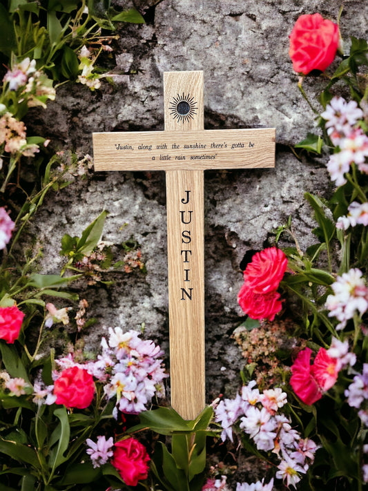 wooden cross engraved in wood 