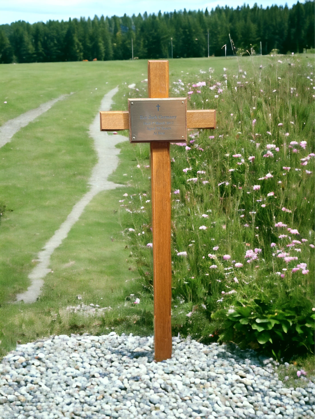 large cross with large mounted plaque