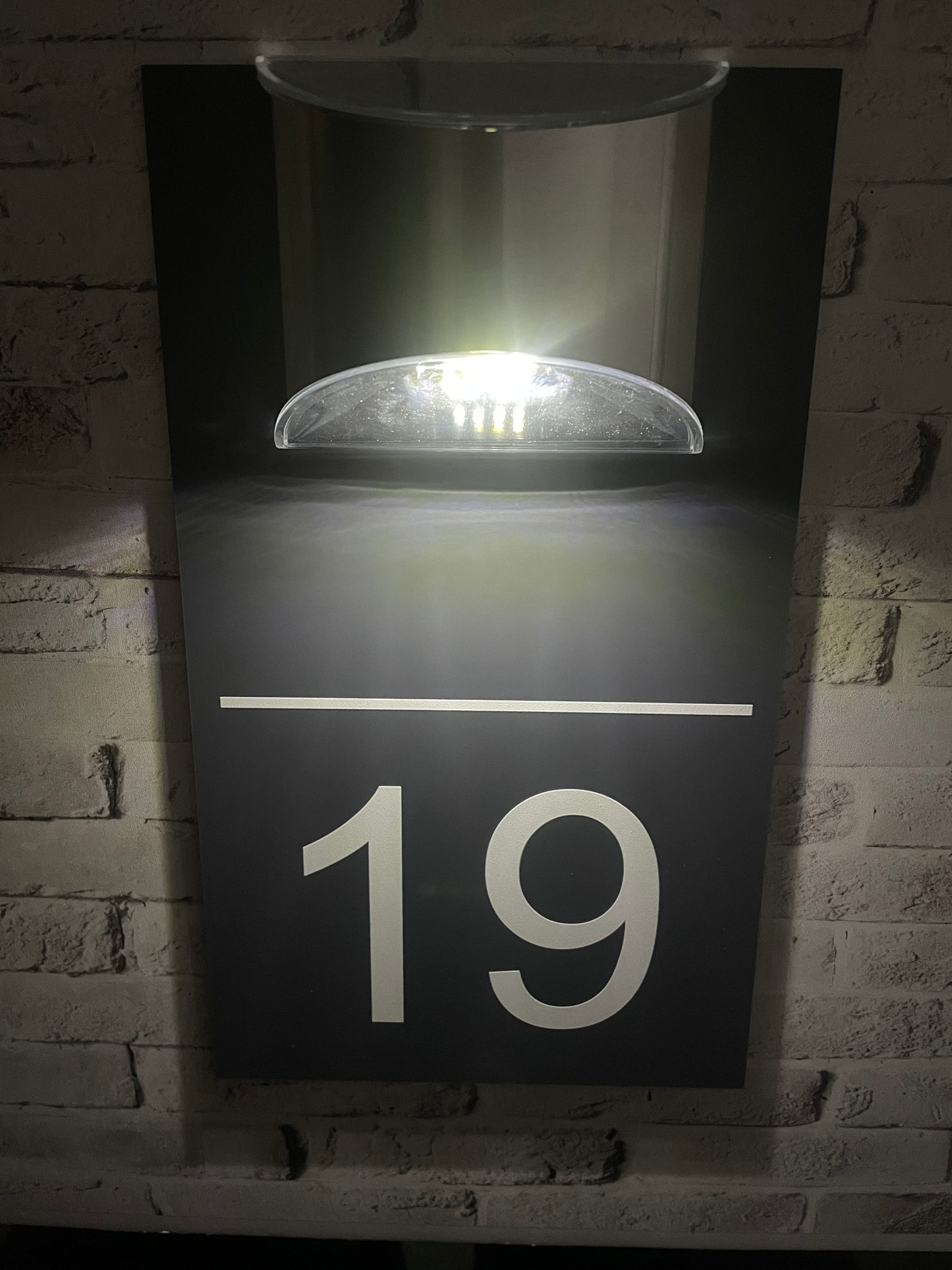 Solar House Sign LED Illuminated Contemporary Modern Door Number Plaque house number exterior decor grey