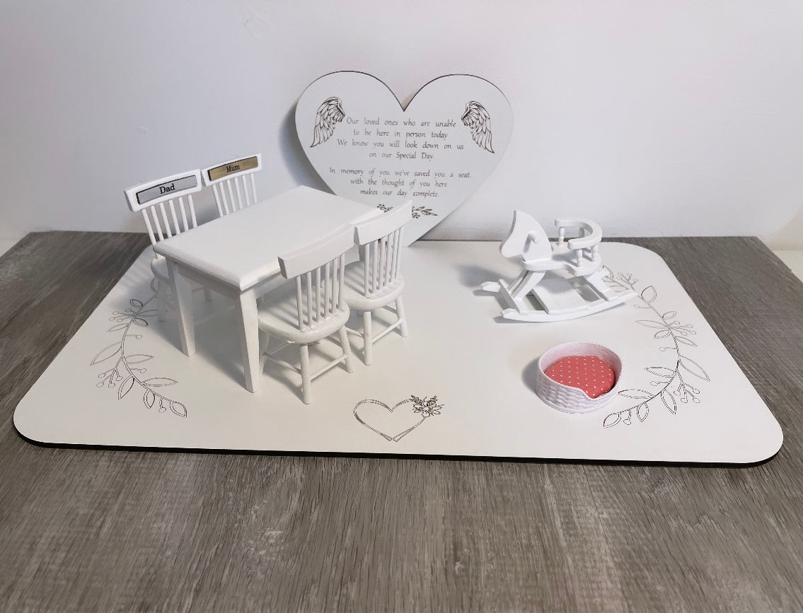 personalised Wedding memorial set, wedding memory table, memory table, missing loved ones, loved ones in heaven.