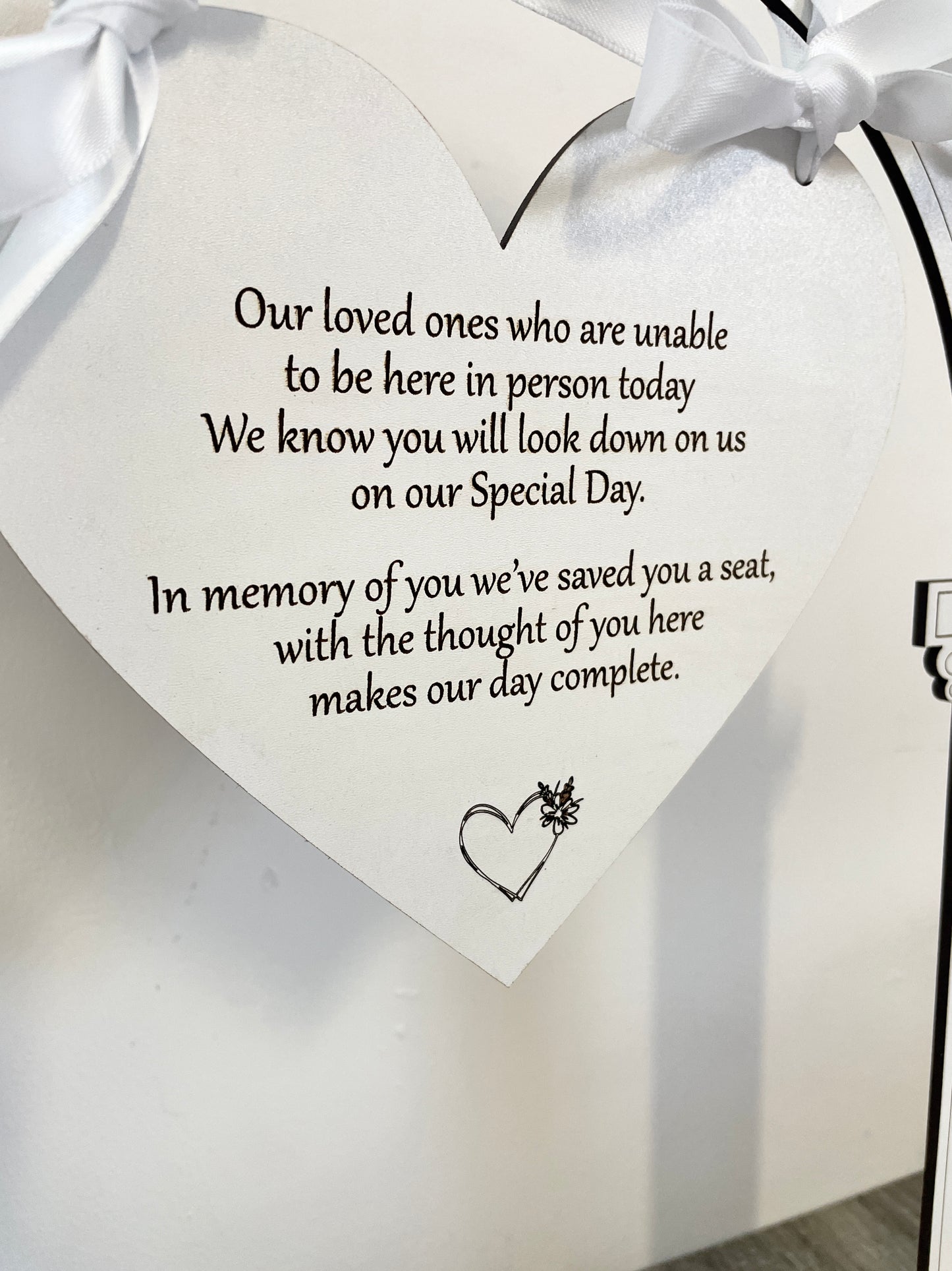 Wedding memory table, missing loved ones, loved ones in heaven