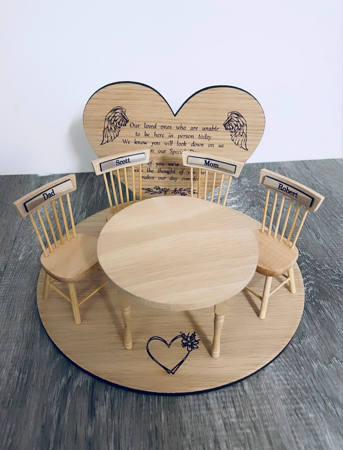 personalised Wedding memorial set, wedding memory table, memory table, missing loved ones, loved ones in heaven.