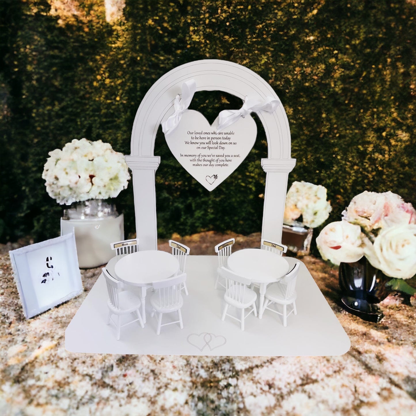 Wedding memory table, missing loved ones, loved ones in heaven