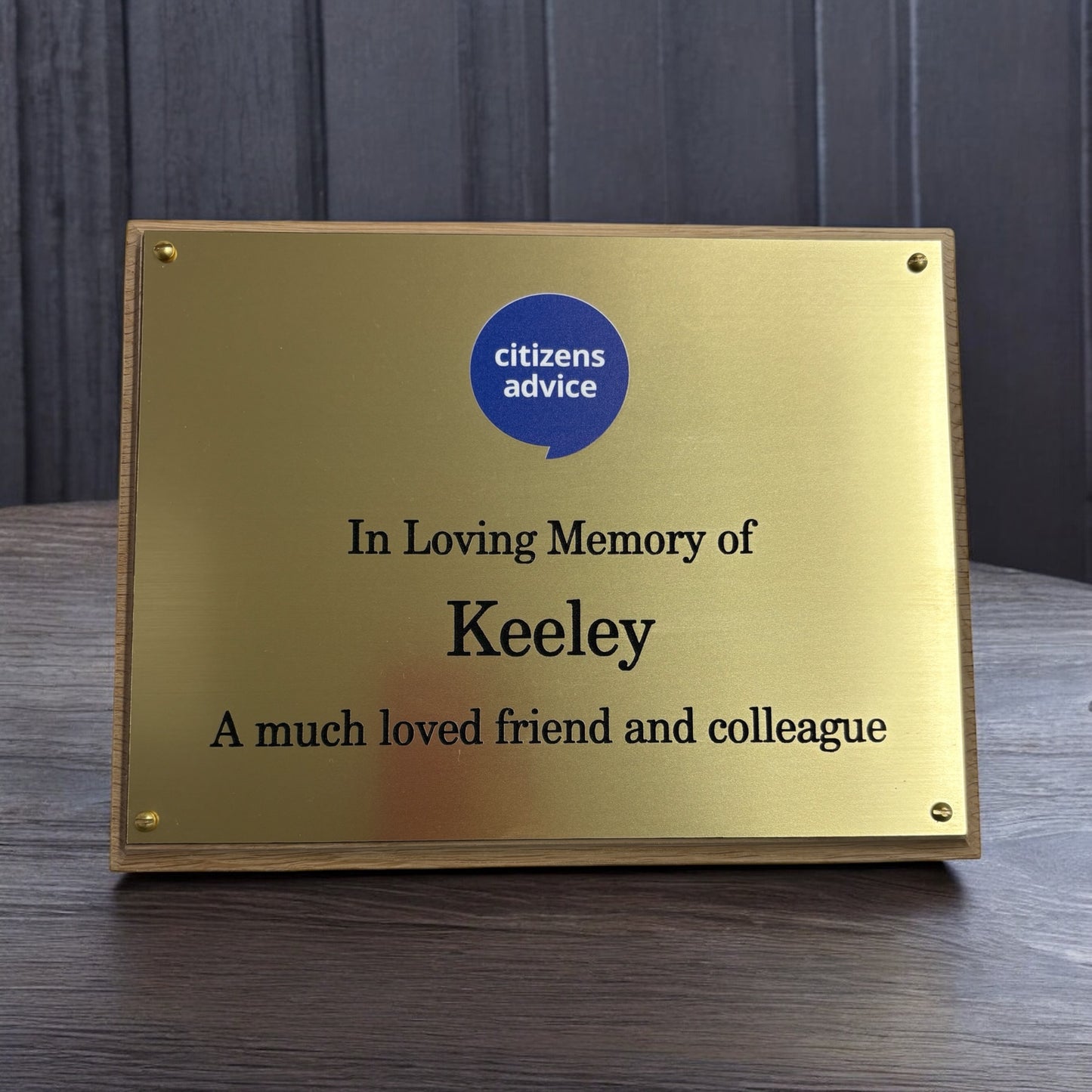 Personalised engraved plaque