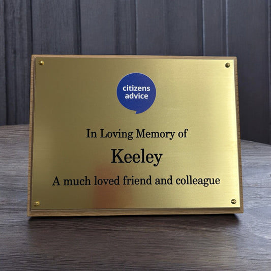 Personalised engraved plaque