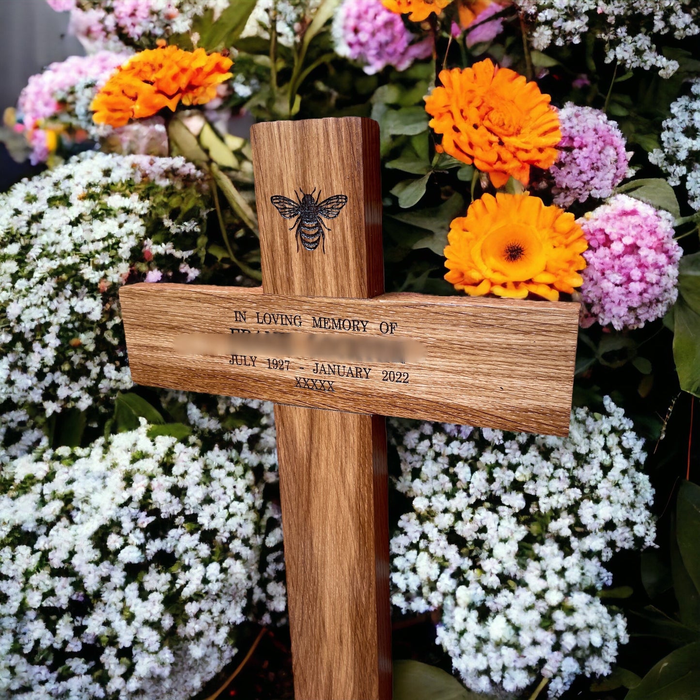 Memorial cross, wooden cross, grave marker