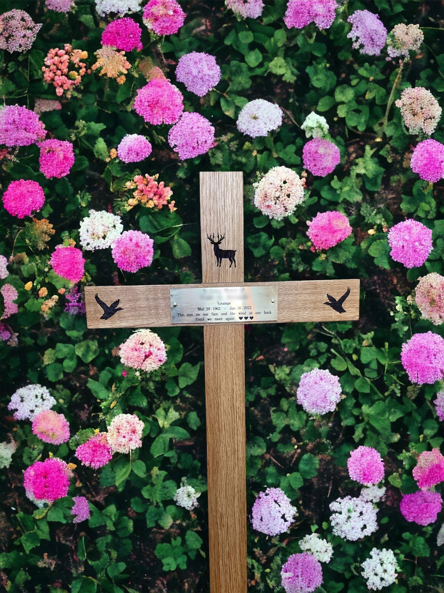 Memorial cross, wooden cross, grave marker