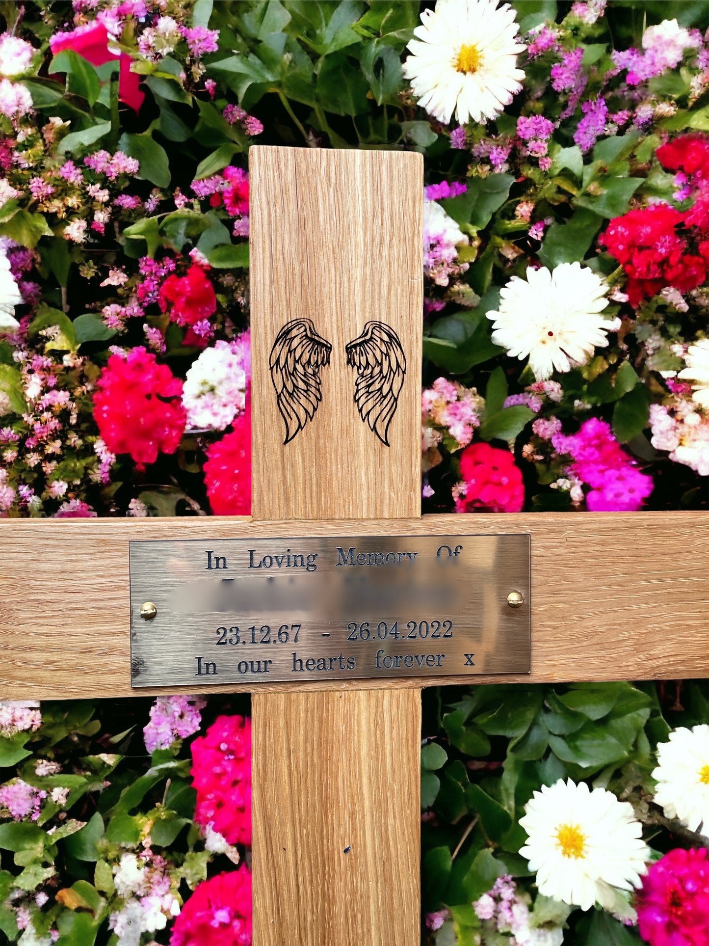 Memorial cross, wooden cross, grave marker