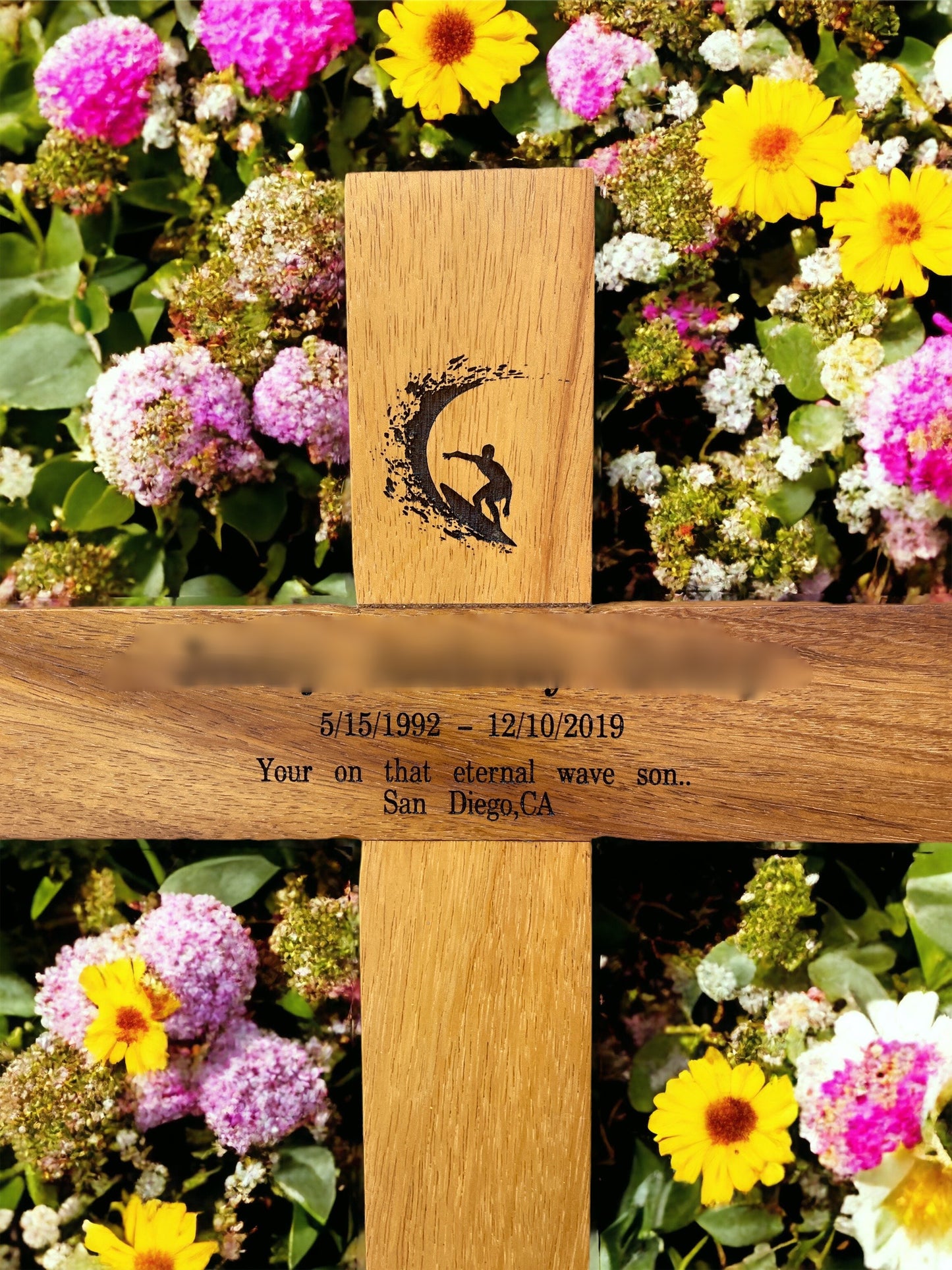 Memorial cross, wooden cross, grave marker