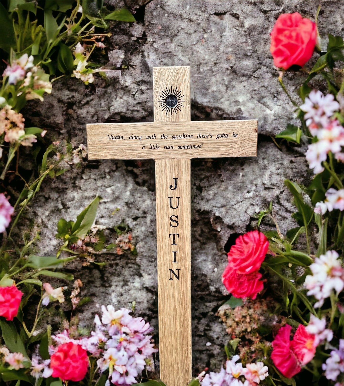 Memorial cross, wooden cross, grave marker